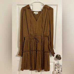 Long sleeve mini dress with tie waist